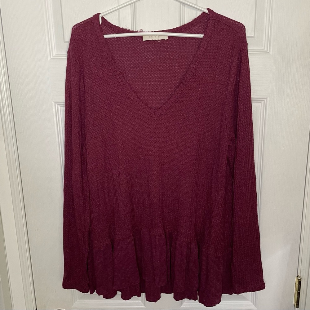 Anthropologie burgundy tunic size Large